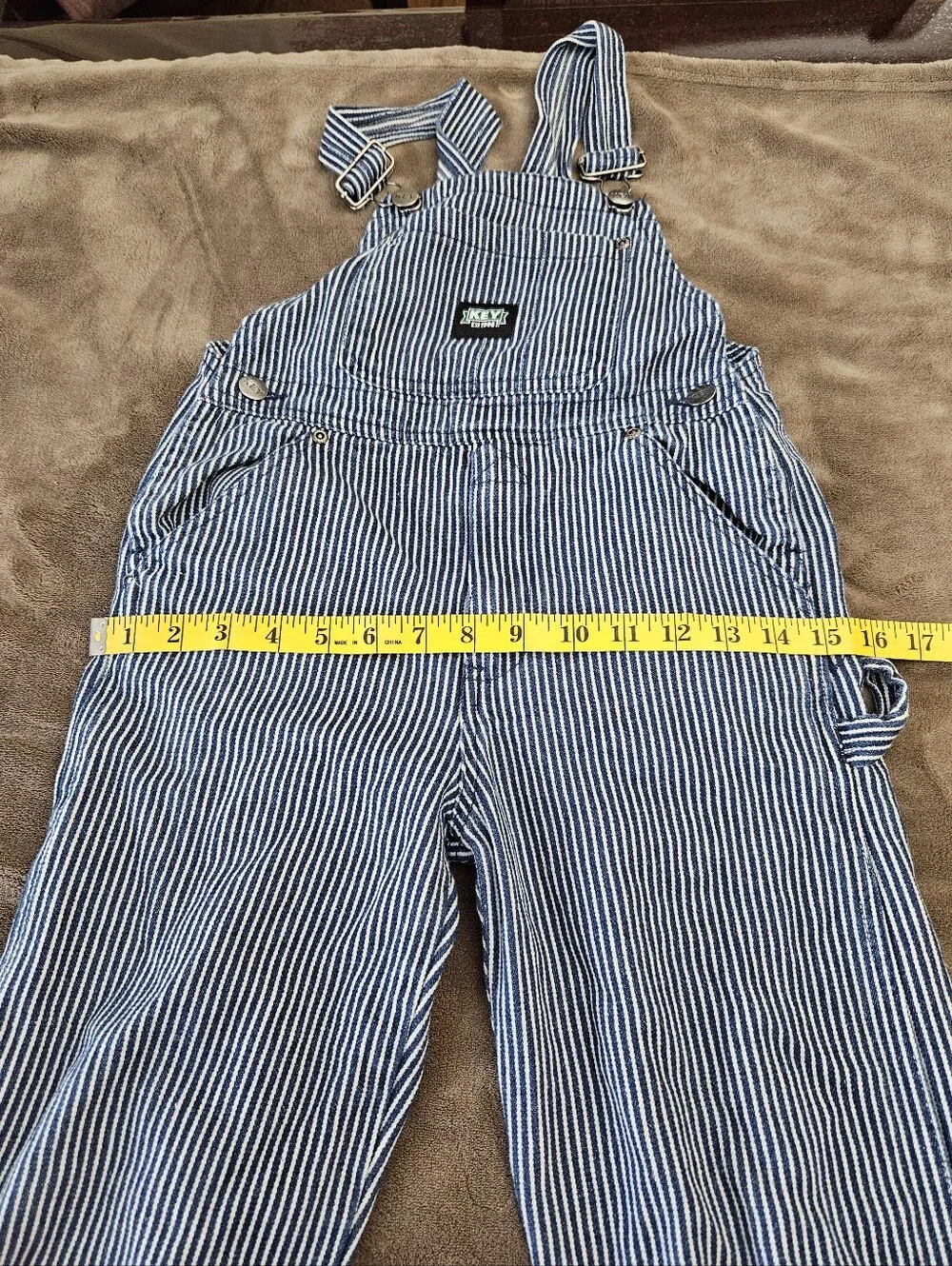 Kids Striped Overalls One-Piece - Navy/White Size 7